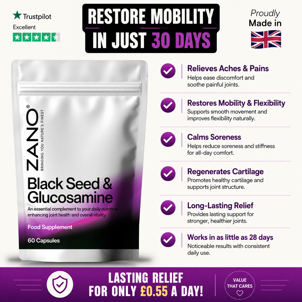 Black Seed Oil & Natural Glucosamine Capsules